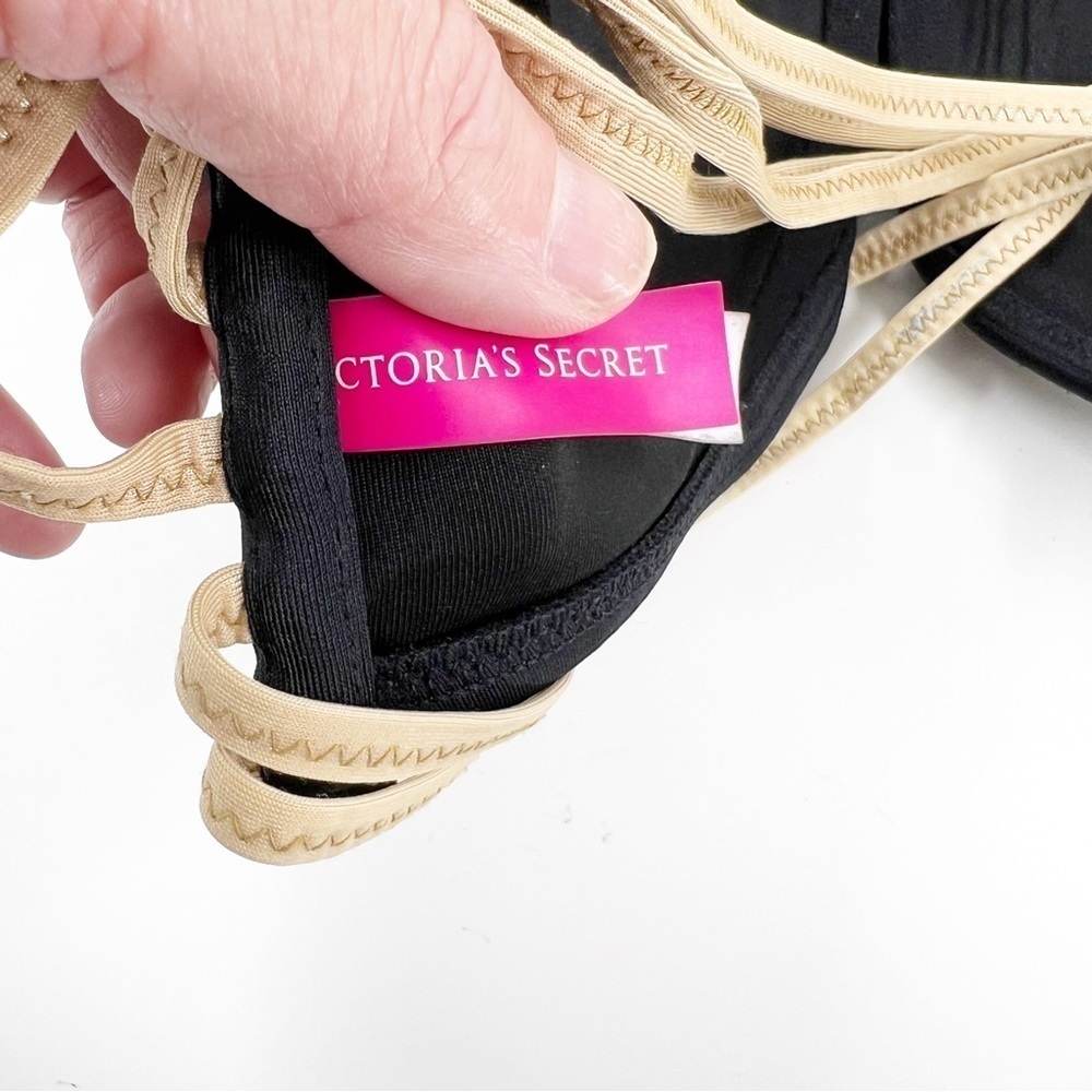 ✅ VINTAGE Victoria's Secret Bikini Top 34C Flirt Bandeau Strapless Black‎ - Picture 6 of 8